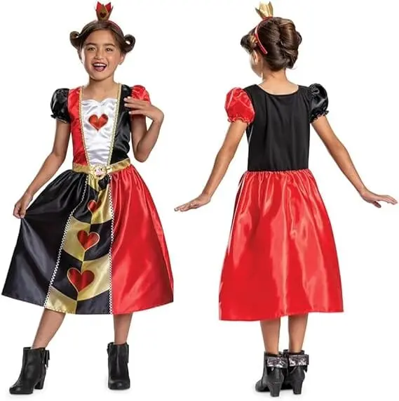Disney Alice In Wonderland Queen Of Hearts Fancy Dress For Kids: Official Disney By Disguise: Includes Iconic Queen Of Hearts Dress And Crown Headband 1