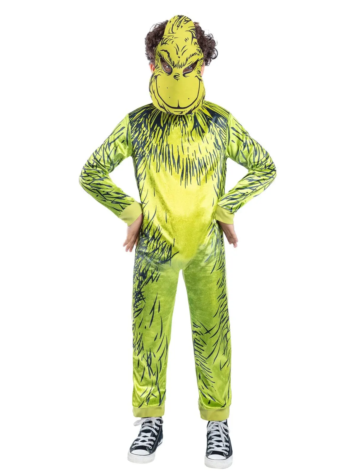 Smiffys Dr Seuss The Grinch Costume For Kids - Green Fancy Dress Jumpsuit With Character Mask, Children’S Party Outfit, Book Week & Holiday Dress Up 1