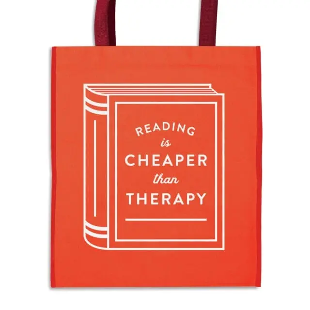 Reading Is Cheaper Than Therapy Reusable Shopping Bag By Galison 1