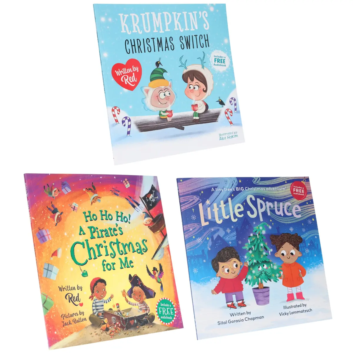Ho Ho Ho! A Pirate's Christmas, Krumpkin's Christmas Switch & Little Spruce: A Tiny Tree’S Big Christmas Adventure 3 Picture Books Collection Set (Includes Free Audio Books) - Ages 3-6 - Paperback 1