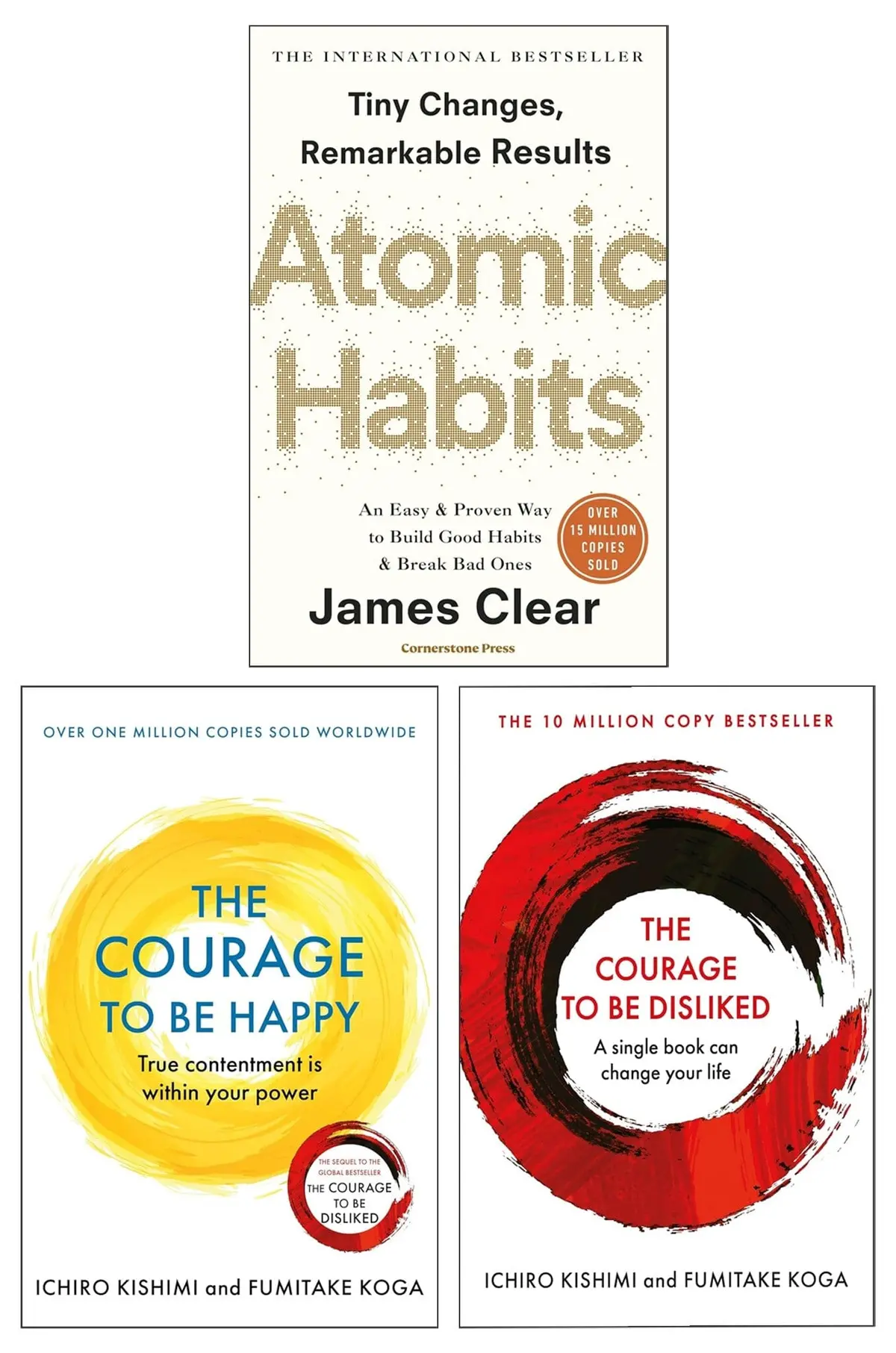 The Courage To Be Disliked, The Courage To Be Happy & Atomic Habits 3 Book Collection Set - Non Fiction - Paperback 1
