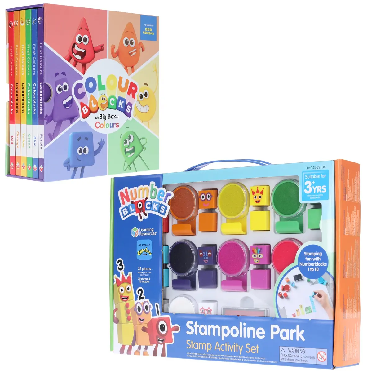 Colourblocks: My Big Box Of Colours 6 Books & Numberblocks Stampoline Park Stamp Activity Collection Set - Ages 3+ 1