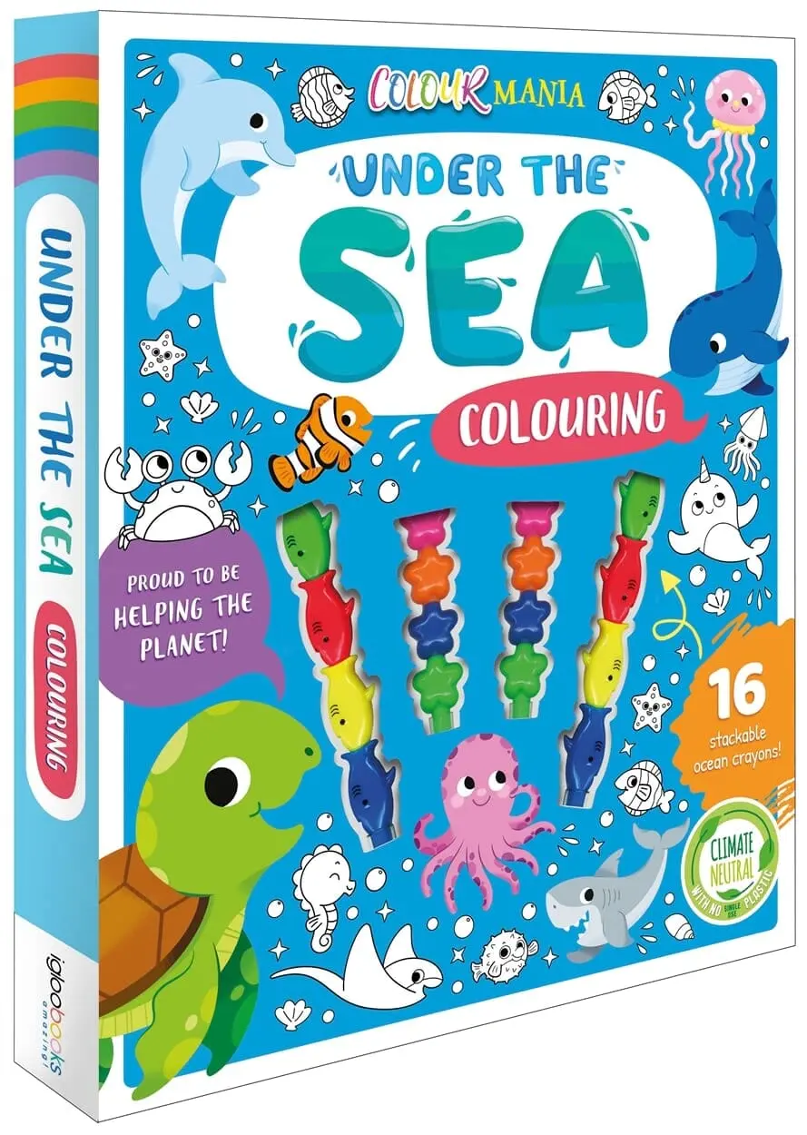 Under The Sea Colouring Book With 16 Stackable Ocean Crayons! - Ages 3-6 - Paperback 1