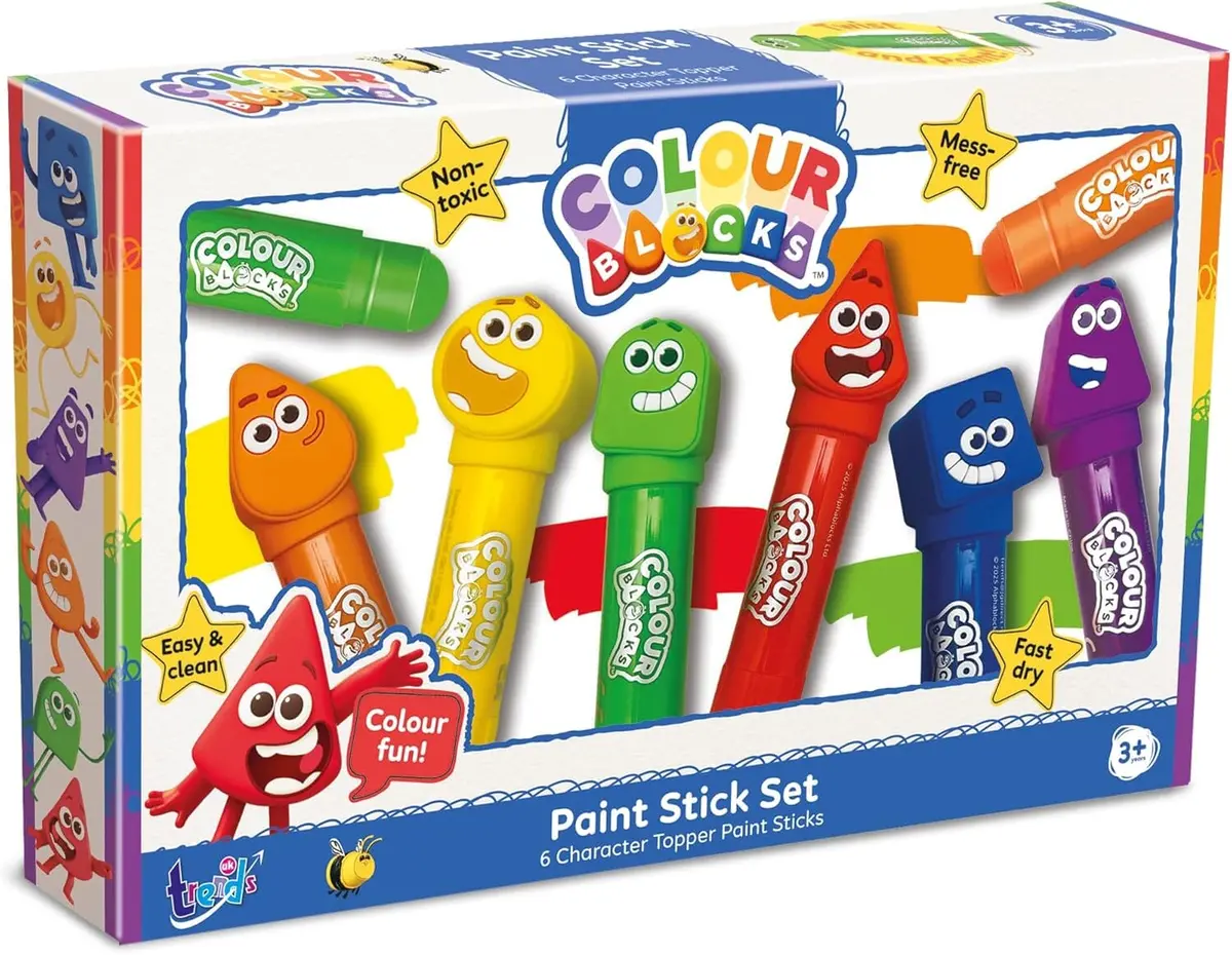 Colour Blocks Paint Sticks For Kids With 6 Character Topper Paint Sticks - Ages 3+ - Educational Toy 1