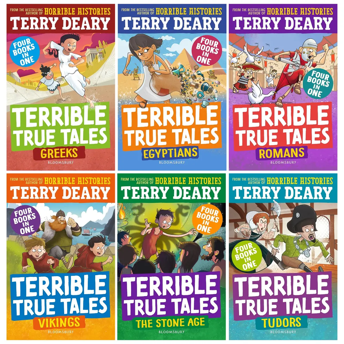 Terrible True Tales By Terry Deary: 6 Books (4 Books In 1) Collection Set - Ages 7-9 - Paperback 1