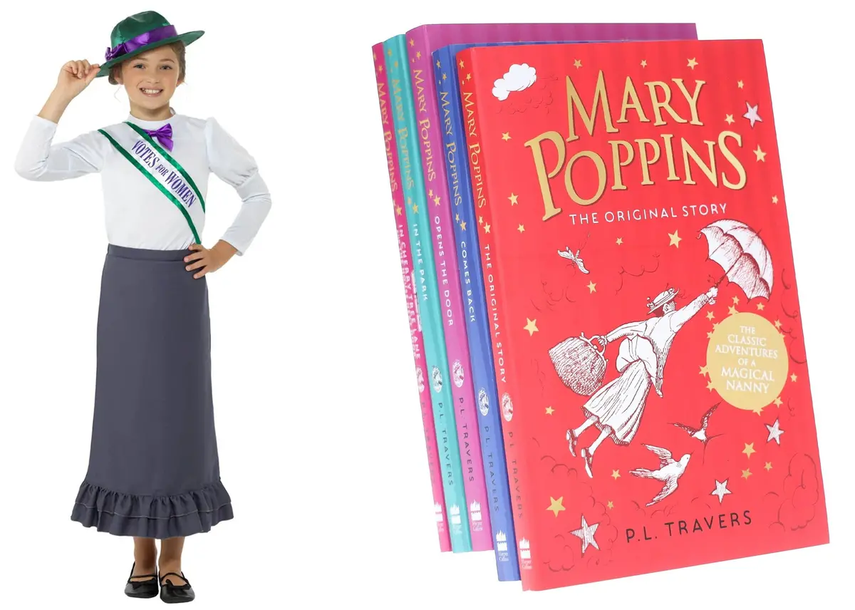 Mary Poppins By P. L. Travers 5 Books Collection Set With Victorian Suffragette Costume 1