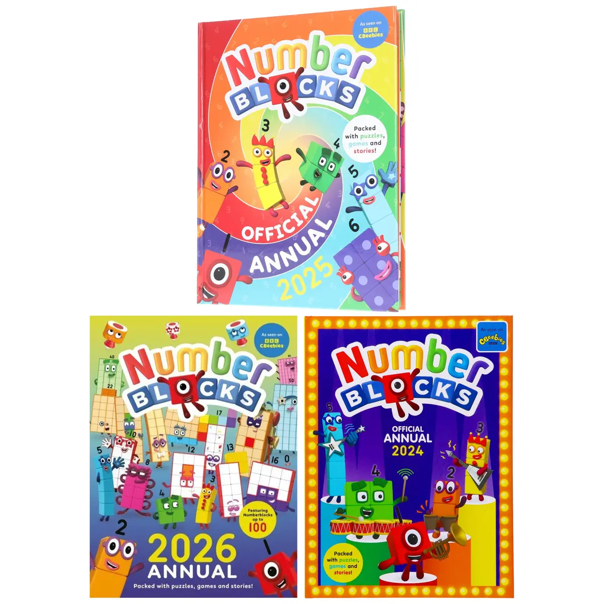 Numberblocks Annual 2026, 2025 & 2024 Children's Stories, Puzzles, Games, Colouring & More: 3 Books Collection Set - Ages 4+ - Hardback 1
