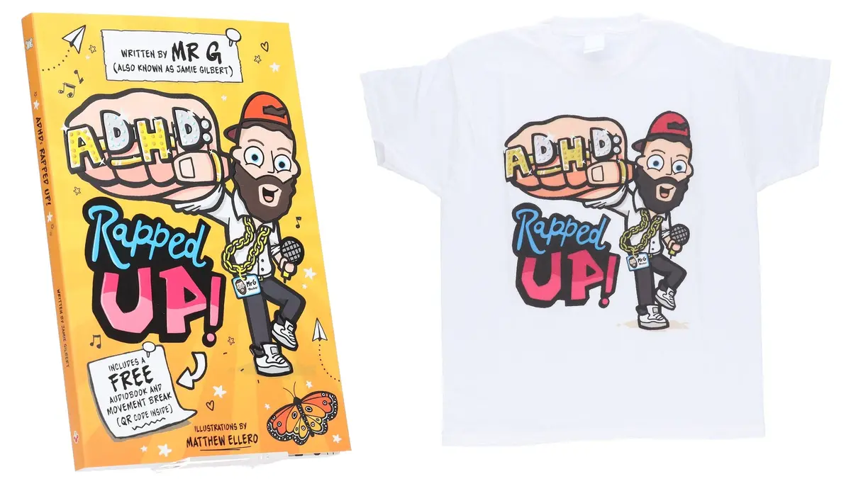Adhd: Rapped Up! & Official Graphic Kids T-Shirt Bundle: By Jamie Gilbert 'Mr G' (Learn About Adhd With Free Audio Book)- Ages 9-12 - Paperback 1