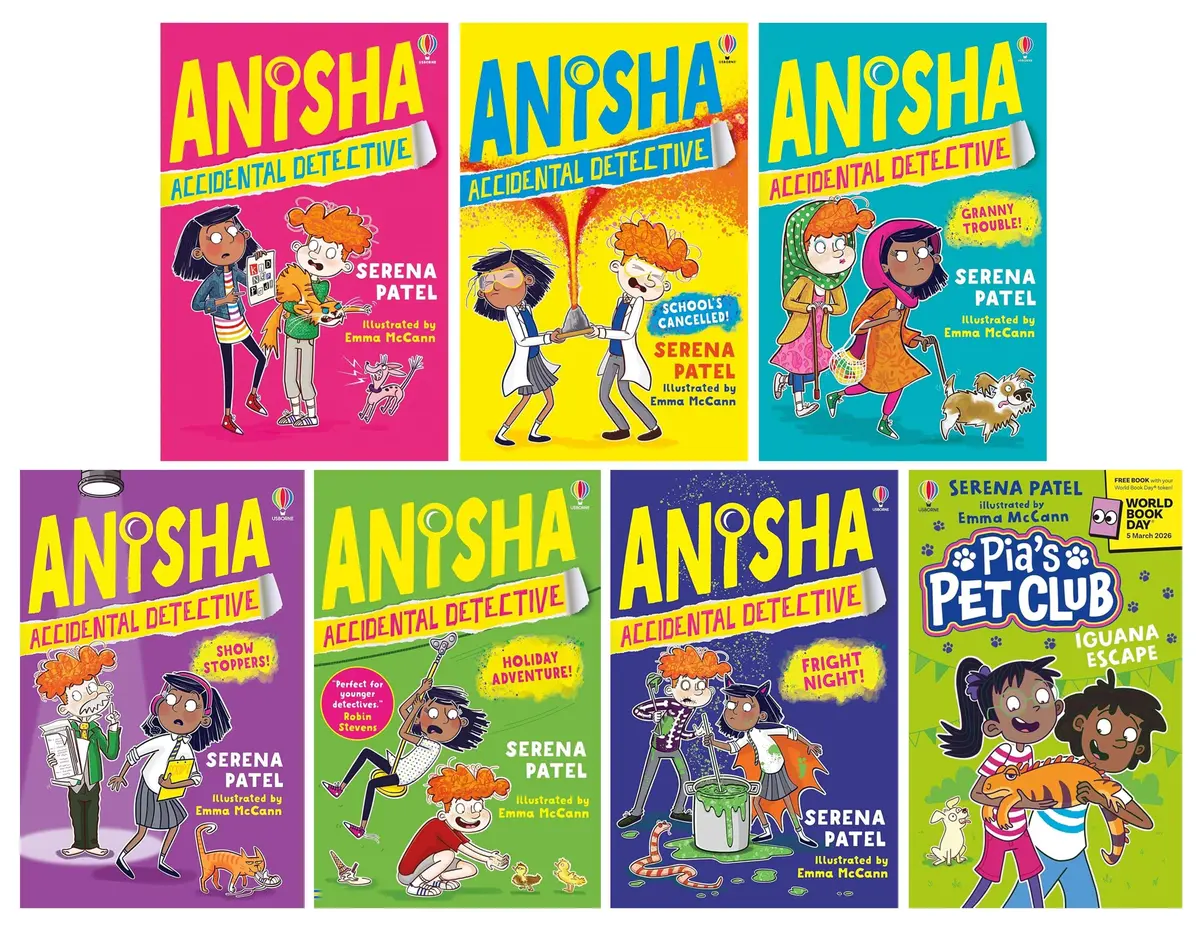Anisha Accidental Detective Series & Pia's Pet Club: Iguana Escape: World Book Day 2026 By Serena Patel 7 Books Collection Set - Ages 7-11 - Paperback 1