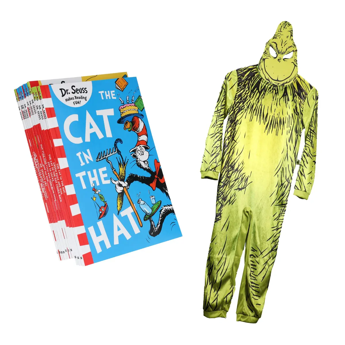 A Classic Case Of Dr. Seuss 10 Books Collection Set With Dr Seuss The Grinch Children's Costume 1