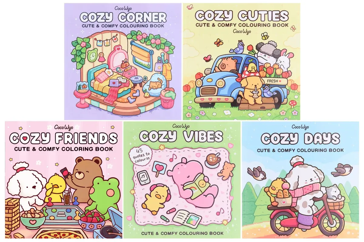 Coco Wyo: A Cute & Comfy 5 Colouring Books Set - Ages 12+ - Paperback 1