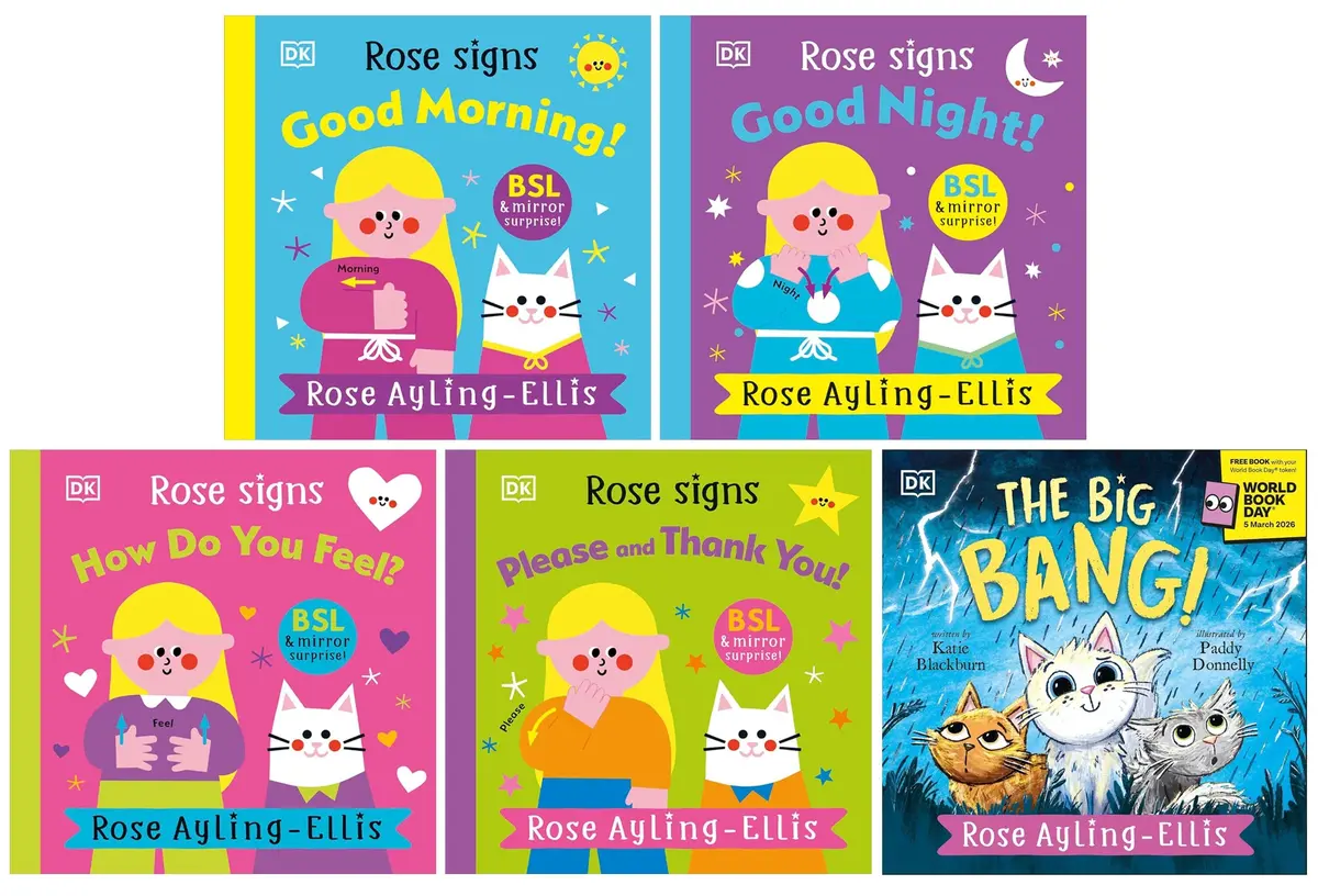 Dk Rose Signs Series & The Big Bang!: World Book Day 2026 By Rose Ayling-Ellis Illustrated 5 Picture Books Collection Set - Ages 2-5 - Board Book/Paperback 1