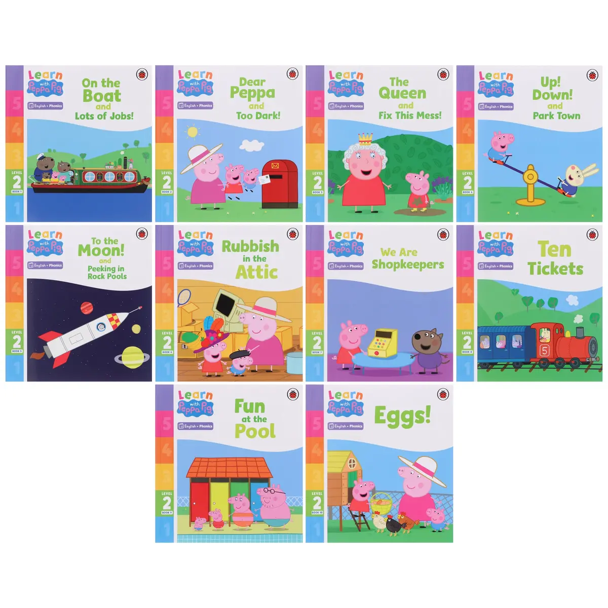 Damaged - Learn With Peppa Pig Phonics Level 1 & 2 Collection 20 Books Set - Ages 3+ - Paperback - I 37 1