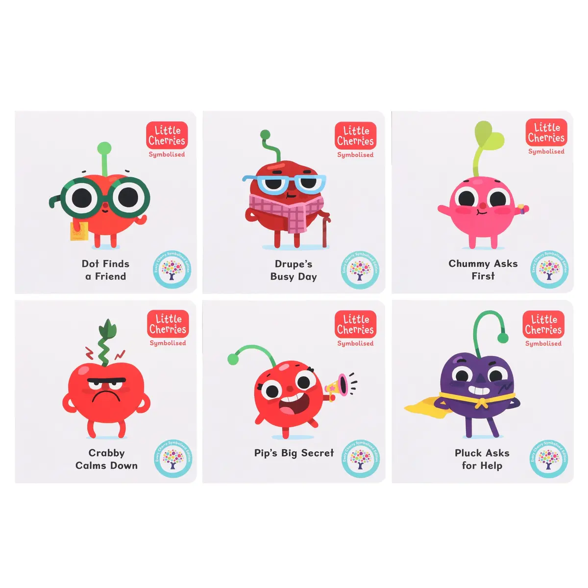 Damaged - Symbolised Little Cherries Series Illustrated 6 Books Collection Set (6 Free Audio Books Included) - Ages 5-7 - Paperback - I 37 1