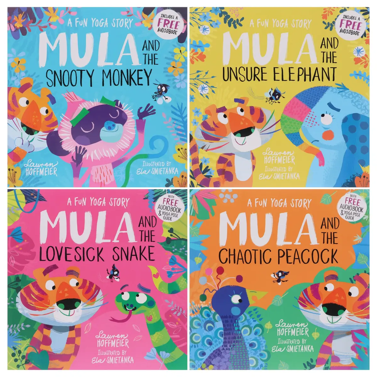 Mula And Friends Animal Fun Yoga Stories Illustrated 4 Picture Books Collection Set - Ages 3-6 - Paperback 1