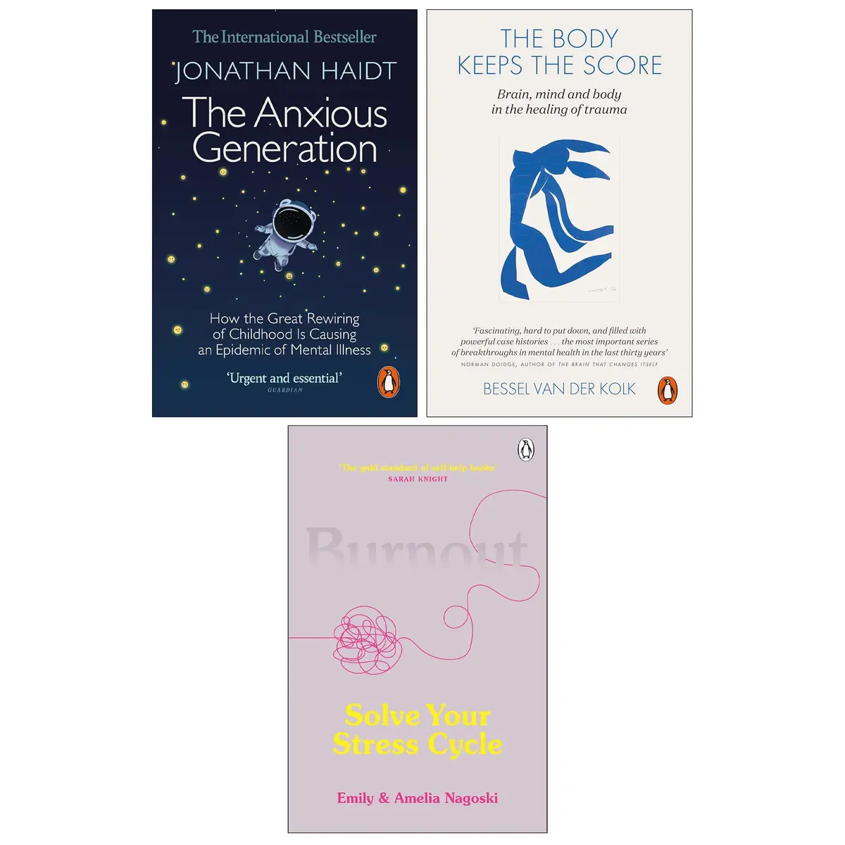 The Anxious Generation, The Body Keeps The Score & Burnout 3 Books Collection Set - Non Fiction - Paperback 1