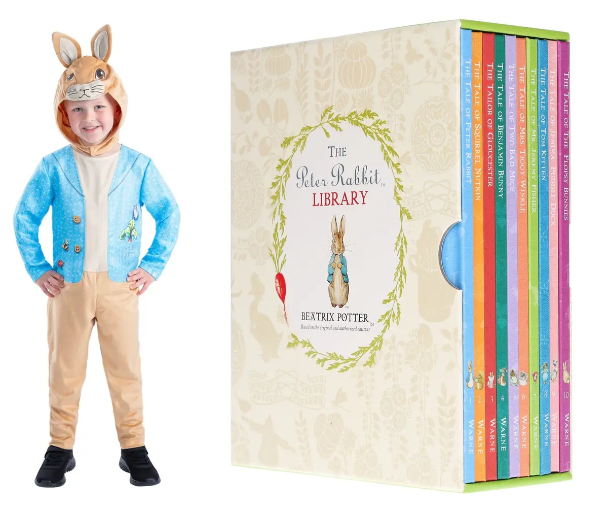 Peter Rabbit Library 10 Books Collection Box Set By Beatrix Potter With Peter Rabbit Classic Costume 1