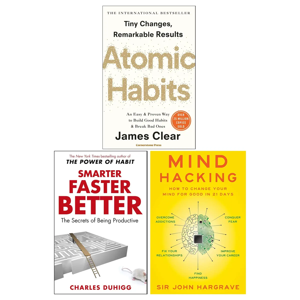 Atomic Habits, Smarter Faster Better & Mind Hacking 3 Books Collection Set - Non Fiction - Paperback 1