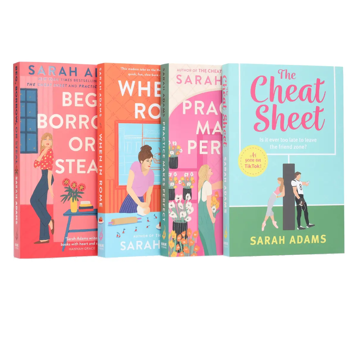 Sarah Adams Collection (The Cheat Sheet, When In Rome, Practice Makes Perfect & Beg, Borrow, Or Steal) 4 Books Set - Fiction - Paperback 1