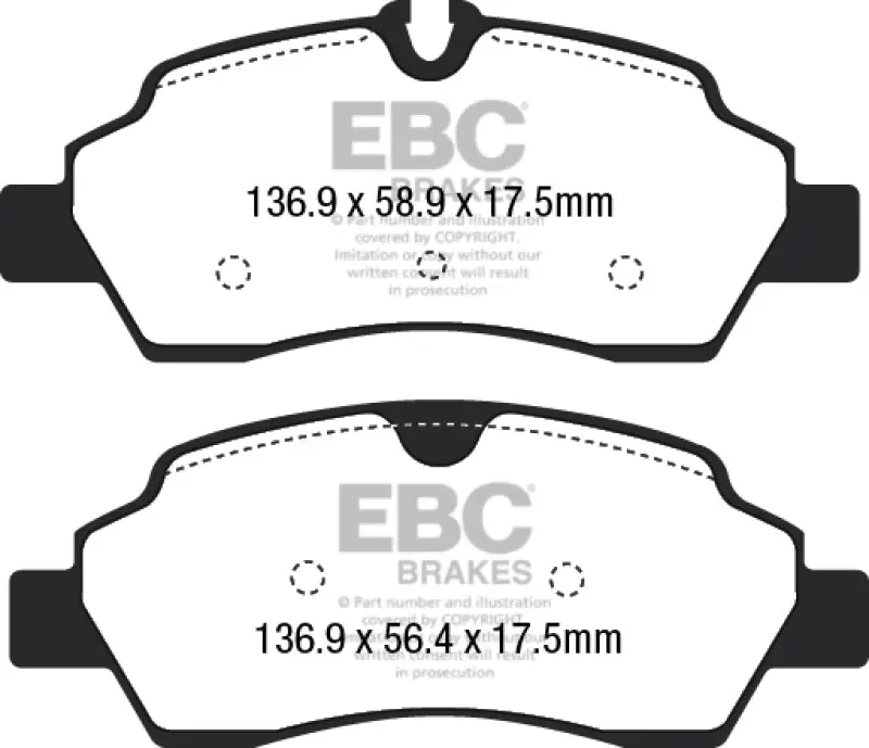 Ebc Ultimax2 Rear Brake Pads – Optimized For 2015+ Ford Transit 2.2L Turbo-Diesel Models 1