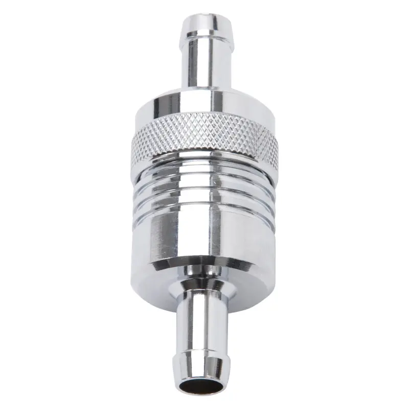 Edelbrock Chrome Aluminum Fuel Filter — 3-Inch Inlet, 1/8-Inch & 3/8-Inch Outlets 1