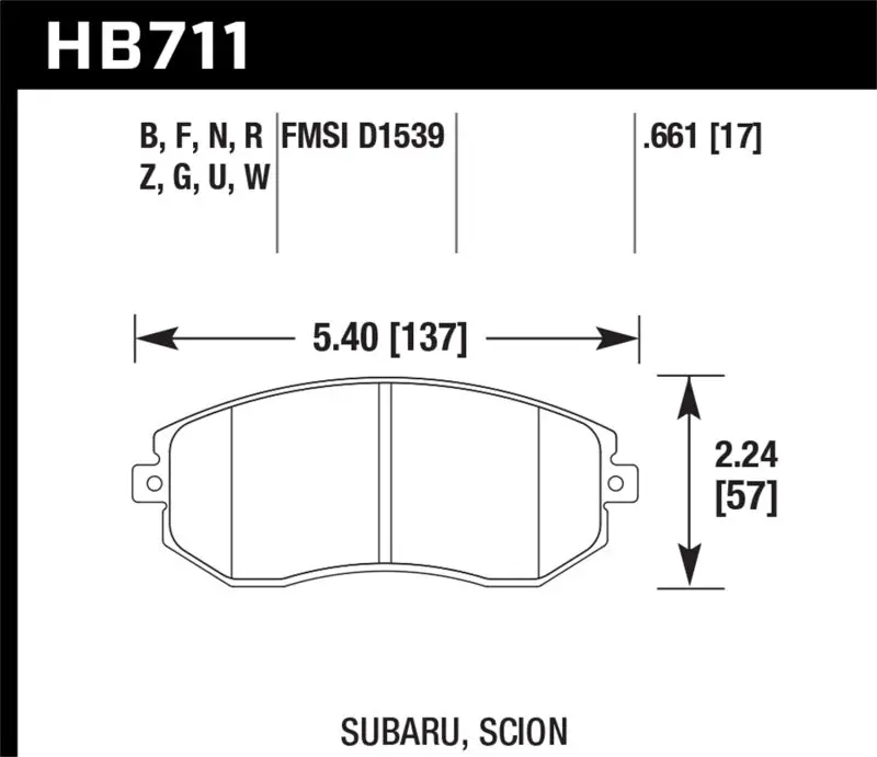 Hawk Performance Hps Front Brake Pads For Subaru Brz & Scion Fr-S (2013) 1