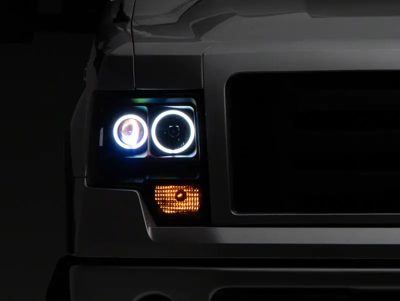 Raxiom 09-14 Ford F-150 Super White Led Halo Projector Headlights- Blk Housing (Clear Lens) 1