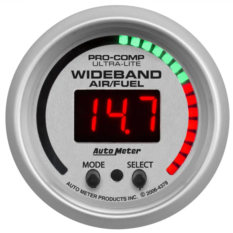 Autometer Ultra-Lite 52Mm Digital Air/Fuel Ratio Gauge With Peak Hold & Warning Alerts 1
