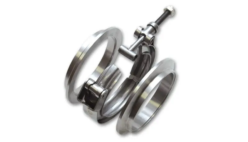 Vibrant T304 Stainless Steel V-Band Flange Assembly – 1.75" Od Tubing, Includes 2 Flanges & 1 Clamp 1