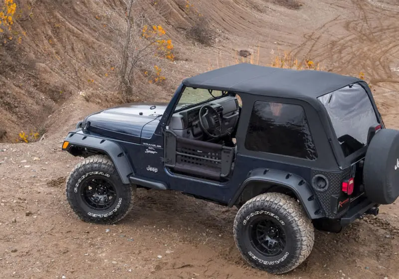 Rampage Frameless Soft Top Kit In Black Diamond For 1997–2006 Jeep Wrangler Tj 1