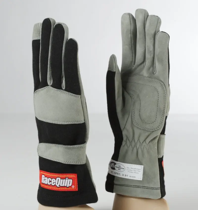 Racequip Sfi-1 Certified Racing Glove – Single-Layer Black, Large Size 1