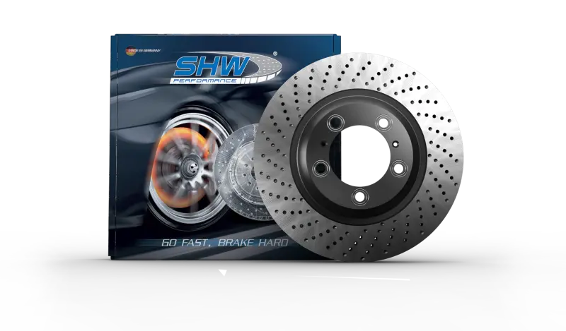 Shw Drilled & Dimpled Rear Brake Rotor – Left Side, Non-Ceramic, For 2009–2013 Porsche 911 Turbo (997.352.405.03) 1